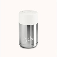 Frank Green Reusable Cup - Ceramic 295ml Chrome Silver With Cloud Lid Push Button