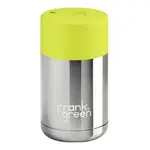 Frank Green Reusable Cup - Ceramic 295ml Chrome Silver With Neon Yellow Lid Push Button