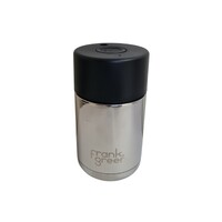 Frank Green Reusable Cup - Ceramic 295ml Chrome Silver With Black Lid Push Button