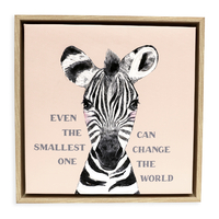 Baby Zebra Framed Canvas By Splosh