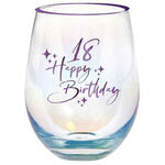 Happy Birthday 18th Purple Foil Stemless Wine Glass