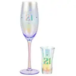 Holographic Champagne & Shot Glass Set - 21st