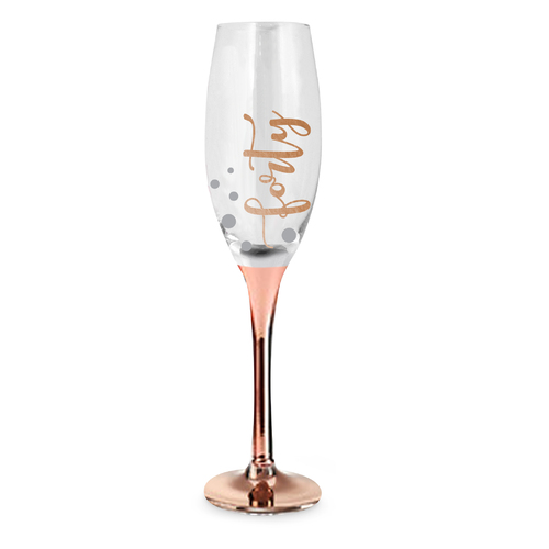 Rose Stem 40th Birthday Champagne Glass
