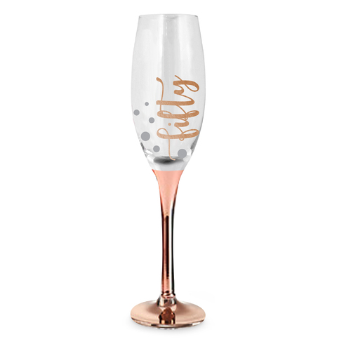 Rose Stem 50th Birthday Champagne Glass