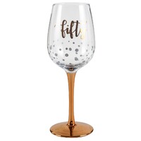 Rose Gold Stem 50th Birthday Wine Glass