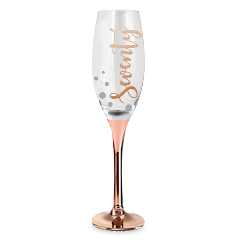 Rose Stem 70th Birthday Champagne Glass