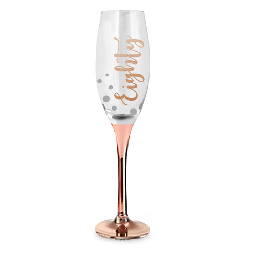 Rose Stem 80th Birthday Champagne Glass