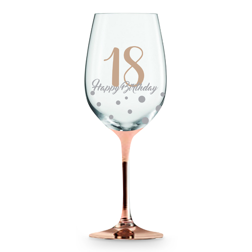 Rose Stem 18th Birthday Wine Glass