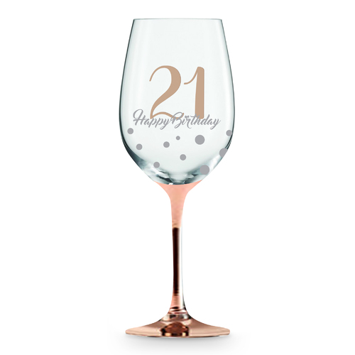 Rose Stem 21st Birthday Wine Glass