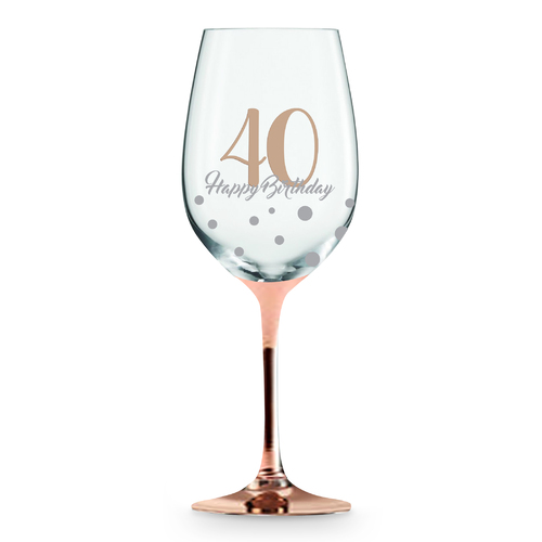 Rose Stem 40th Birthday Wine Glass