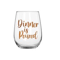 Stemless Dinner Is Poured Wine Glass