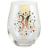 Rainbow Pastel Stemless 30th Birthday Wine Glass