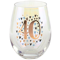 Rainbow Pastel Stemless 40th Birthday Wine Glass