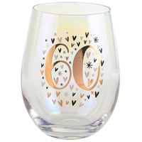 Rainbow Pastel Stemless 60th Birthday Wine Glass