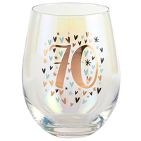 Rainbow Pastel Stemless 70th Birthday Wine Glass