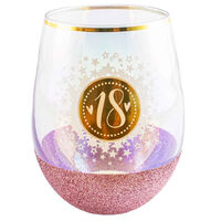 Glitterati Stemless 18th Birthday Wine Glass