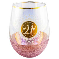 Glitterati Stemless 21st Birthday Wine Glass