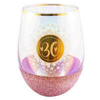 Glitterati Stemless 30th Birthday Wine Glass