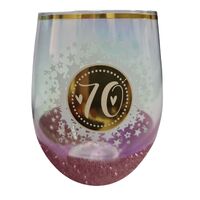 Glitterati Stemless 70th Birthday Wine Glass