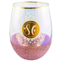 Glitterati Stemless 80th Birthday Wine Glass