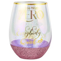 Glitterati Stemless I Go From Zero Wine Glass