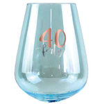 Rose Gold Decal 40th Birthday Stemless Wine Glass