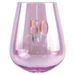 Rose Gold Decal 50th Birthday Stemless Wine Glass