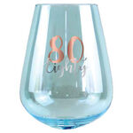 Rose Gold Decal 80th Birthday Stemless Wine Glass