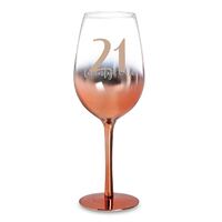 Rose Ombre Stem 21st Birthday Wine Glass