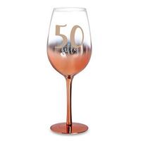 Rose Ombre Stem 50th Birthday Wine Glass