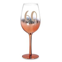 Rose Ombre Stem 60th Birthday Wine Glass