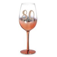 Rose Ombre Stem 80th Birthday Wine Glass