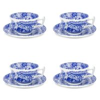 Spode Blue Italian - Teacup & Saucer (Set of 4)