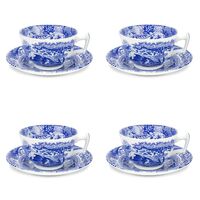 Spode Blue Italian - Teacup & Saucer (Set of 4)