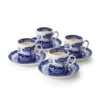 Spode Blue Italian - Espresso Cup and Saucer (Set of 4)