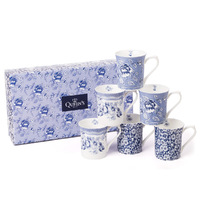 Queens By Churchill Blue Story - Royale Mugs Set of 6