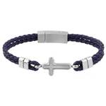 GC Gifts by Gatto - Blue Leather & Cross Bracelet