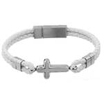 GC Gifts by Gatto - White Leather & Cross Bracelet