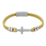 GC Gifts by Gatto - Tan Leather & Cross Bracelet