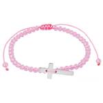 GC Gifts by Gatto - Pink Crystal Beads & Cross Bracelet