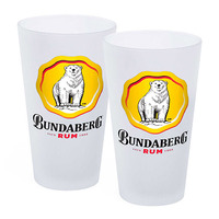 Bundaberg Rum Logo Set Of 2 Frosted Glasses 