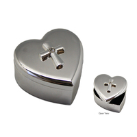 Love Heart Cross Box - Silver Plated