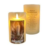 Flickering LED Wax Devotional Candle - Our Lady of Lourdes
