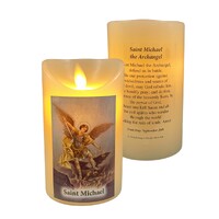 Flickering LED Wax Devotional Candle - Saint Michael the Archangel