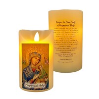 Flickering LED Wax Devotional Candle - Our Lady of Perpetual Help