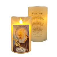 Flickering LED Wax Devotional Candle - Saint Pio