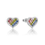Couture Kingdom - Care Bears - Rainbow Heart Stud Earrings Silver