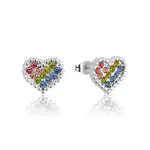 Couture Kingdom - Care Bears - Rainbow Heart Stud Earrings Silver