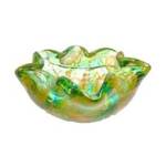 Zibo Glass Bowl - Gold Leaves Fluted