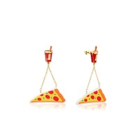 Coca Cola Couture Kingdom - Coke and a Pizza Drop Earrings Yellow Gold